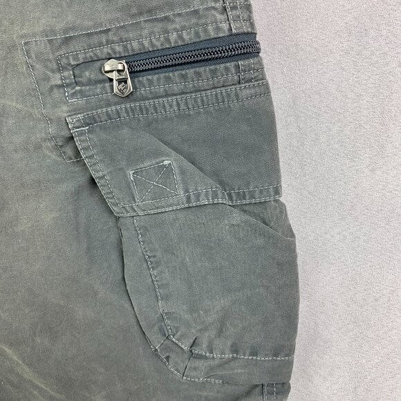 Kuhl Mens Shorts Large Gray Cargo Vintage Patina Dye Cotton Nylon Outdoor Hiking - Picture 9 of 15